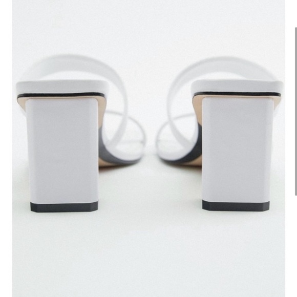 Zara White Strappy Block Heel Sandals – Size 38 / US 7.5‎ - Picture 3 of 10